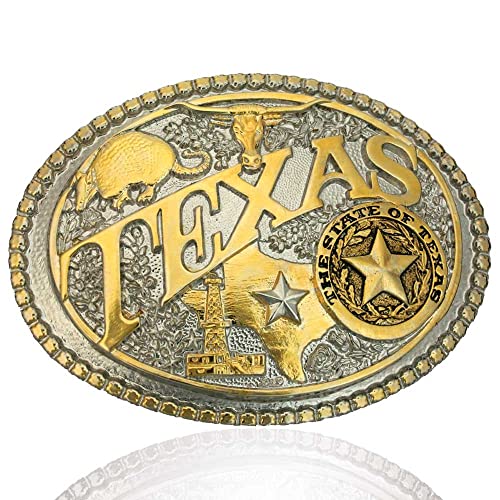 Montana Silversmiths Men's Two-Tone State Heritage Attitude Belt Buckle (60811) (Texas)