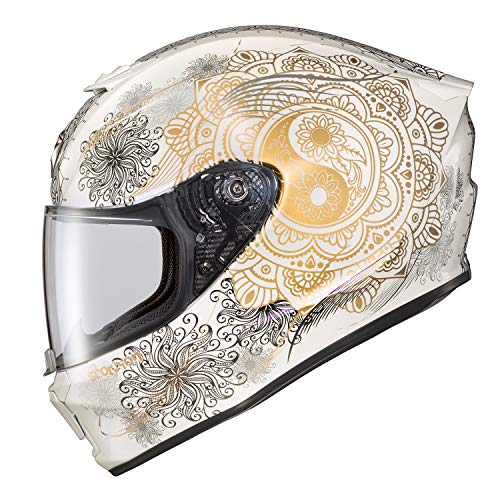 ScorpionEXO R420 Full Face Motorcycle Helmet with Bluetooth Ready Speaker Pockets DOT Snell Namaskar (White - Medium)