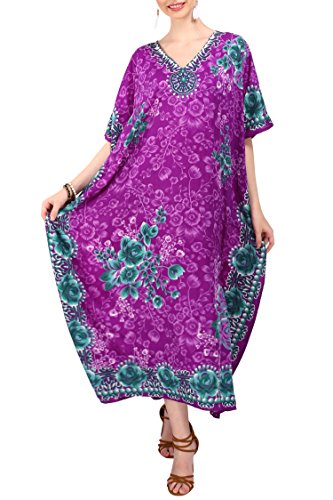 Miss Lavish London Elegant Purple Kaftan Dresses for Women - Versatile Beach Coverups, 3X-Large African Dubai & Moroccan Kaftans - Ideal for Loungewear & Swimwear Modern Caftans Long Dresses
