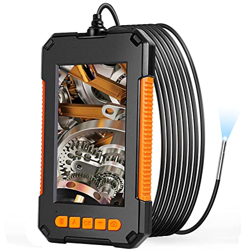 Industrial Endoscope Camera, 3.9mm Borescope Inspection Camera 4.3'' Screen 1080P HD Snake Camera with Light, Semi-Rigid Cable, 32G TF Card for Car, Engine, Pipe Checking (3.9mm, 6.5Ft)