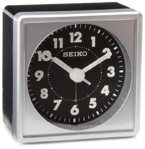 SEIKO Mika Compact and Lightweight Bedroom Alarm Clock, Black
