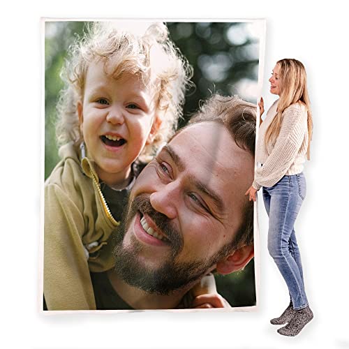 FrameStory Custom Blanket Photos and Text, Fully Customizable with Your Pictures and Message, Soft Sherpa Fleece Throw, 60' x 80'