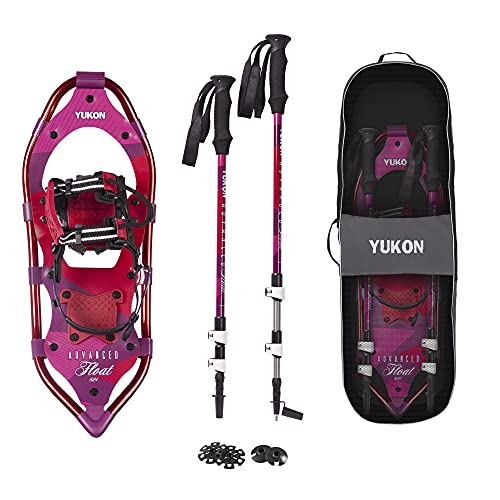 Yukon Charlie's Advanced Float Women's Snowshoe Kit, 8-inch x 25-inch, Includes Snowshoes, Trekking Poles and Travel Bag