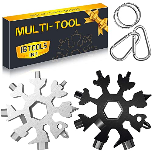 Stocking Stuffers for Men Dad Gifts, Multi Tool 2 Pack 18 in 1 Snowflake Hand Tools Christmas Xmas Gifts for Men and Women Outdoors Camping Portable Bottle Opener Flat Screwdriver Kit Wrench