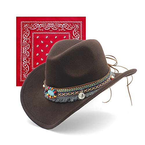 SAJUZEN Felt Wide Brim Western Cowboy Hat for Men，Women，and Kids