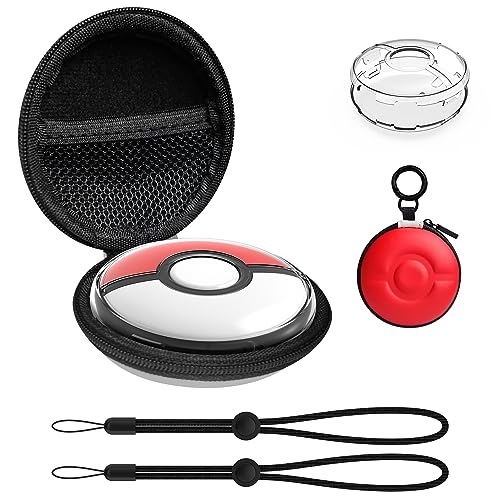 【Case+Cover】 Seltureone Carrying Case Compatible with Poké-mon GO Plus + 2023, Protective Hard PC Crystal Cover Compatible with Poké-mon GO Plus +, with Hand Strap, Scratch-Resistant,