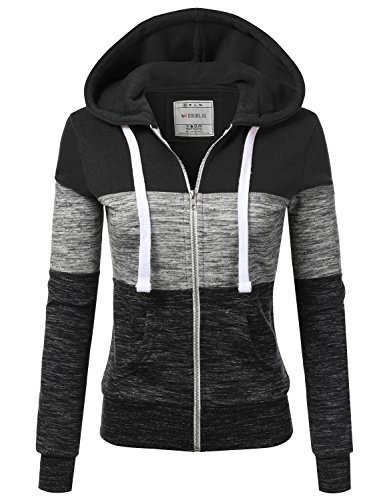 DOUBLJU Lightweight Thin Zip-Up Hoodie Jacket for Women Girls Kids with Plus Size