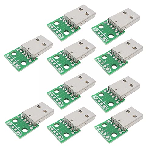 10Gtek# USB-A Male to DIP Breakout board adapter, 4 pin for 2.54mm PCB board module, Pack of 10