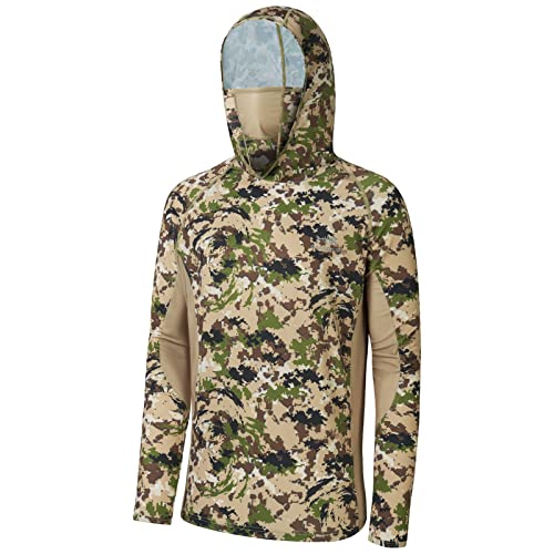 BASSDASH UPF 50+ Men’s Hunting Shirts with Mask Long Sleeve Camo Fishing Hoodie