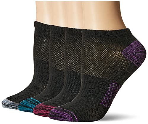 Hanes Shoe Size: 5-9 Women's, Lightweight Breathable Socks, Super No Show, 6-Pack, Black/Grey
