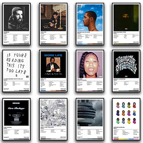 Hiimy Drake Posters Music Album Cover Posters Set of 12 Frameless Teenager Room Decor Aesthetic Size 08x12 inches (20x30cm)