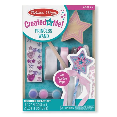 Melissa & Doug Created By Me! Paint & Decorate Your Own Wooden Princess Wand Craft Kit, Pink - Great For Rainy Days, Toys For Kids Ages 4+