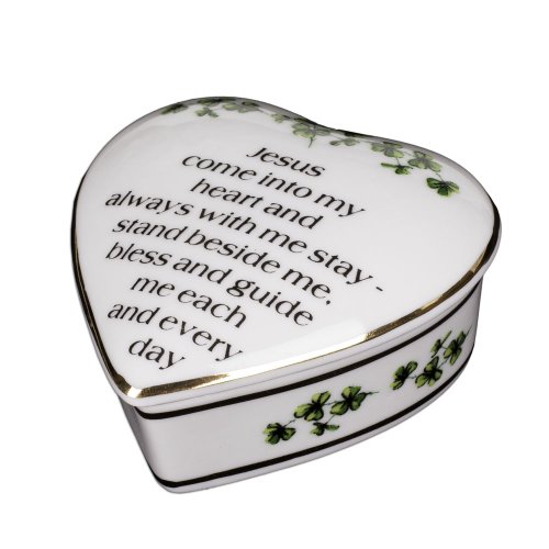 CBE Porcelain Irish Shamrock Jewelry Keepsake Box (First Communion Box)