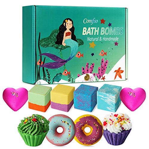 10 Bath Bombs for Kids, Bath Bomb Gift Set, Girls Bubble Bath Natural Bathbombs, Shea Butter Dry Skin Moisturize, Fizzy Spa for Her Mom Women Kid, Birthday Mothers Day Gifts
