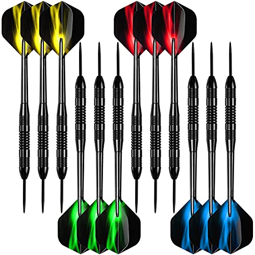 Accmor Steel Tip Darts,12 Pcs Metal Darts Set, 24G Professional Metal Tip Darts, Darts for Dartboard, Dart Flights for Adults