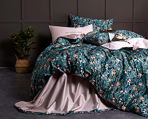Lotarrotta Queen Comforter Set Floral Grey Bedding Comforter Sets Lightweight All Seasons for Queen Size Bed Luxury Boho Style Down Alternative Fluffy Comforter with 2 Pillow Shames (HQXM-Q)