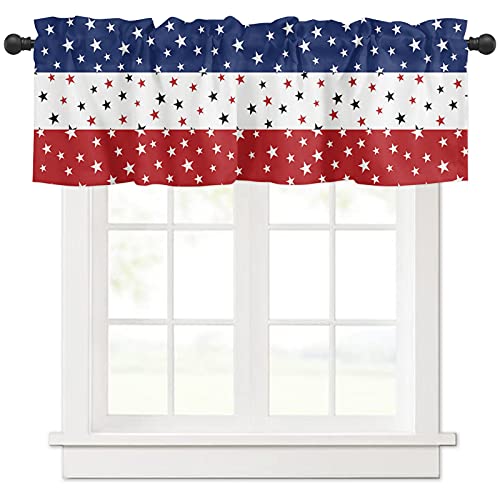 Meet 1998 Valance Curtains for Kitchen Windows Independence Day Window Valances July 4th Red White Blue Window Treatment Rod Pocket Valance for Bedroom Bathroom Laundry Room 54x18 inch, 1 Panel