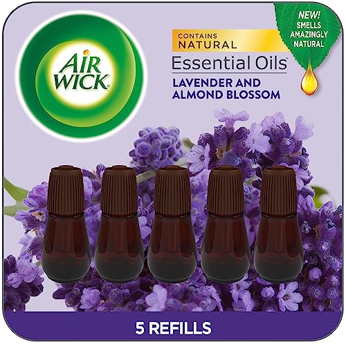 Air Wick Essential Mist Refill, 5 ct, Lavender and Almond Blossom, Essential Oils Diffuser, Air Freshener