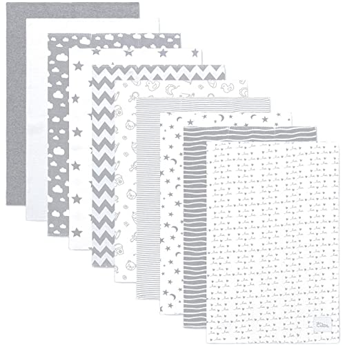Comfy Cubs Burp Cloths 6 Pack Large 100% Cotton Washcloths Double Layered Absorbent Burping Cloth Extra Absorbent Baby Burp Cloth Extra Soft for Boys and Girls (Grey Pattern, Pack of 10)