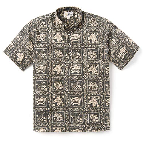 Reyn Spooner Lahaina Sailor Classic Pullover Hawaiian Aloha Shirt, Black Onyx, XL