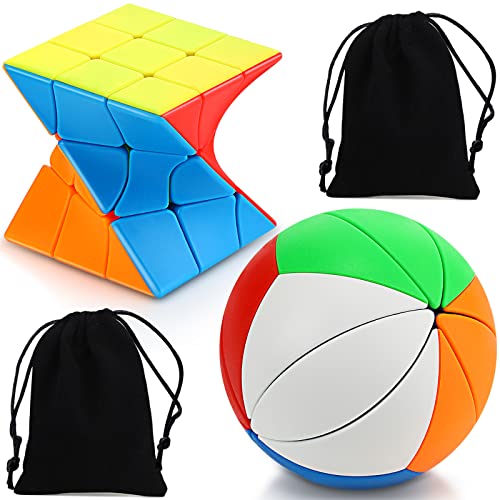 2 Packs Weird Puzzle Cubes Twist Ivy Cube Stickerless Ball Cube Mini Twisting Cube Toy Cubes Puzzles Sturdy for Games Beginners and Skilled Person Christmas Favor, 2 Styles