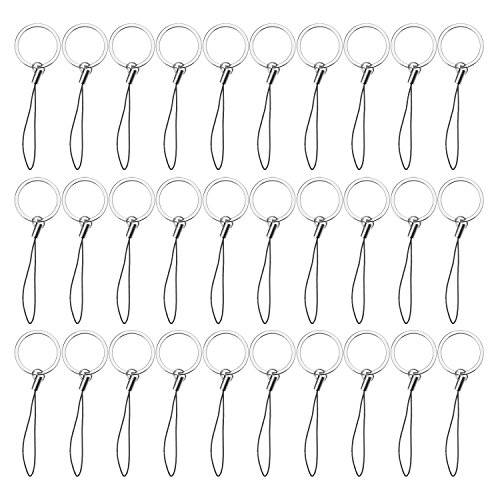Sunmns Split Key Chain Rings with Nylon Lanyards Cord for USB Flash Drive, MP3, MP4, Key Finder and ID Card Badge, 30 Pack