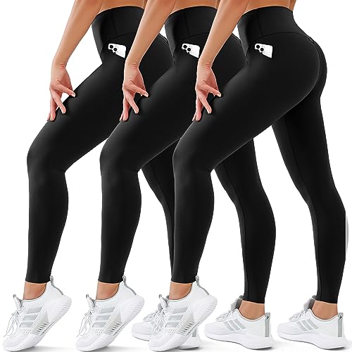 3 Pack Leggings for Women High Waisted No See-Through Tummy Control Soft Yoga Pants Womens Workout Athletic Running Leggings