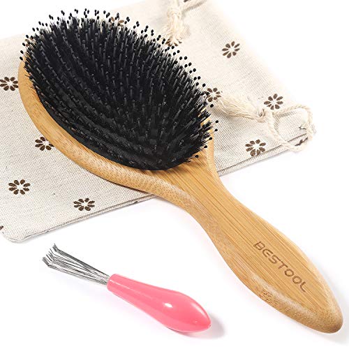 BESTOOL Hair Brush, Boar Bristle Hair Brushes for Women men Kid, Boar & Nylon Bristle Brush for Wet/Dry Hair Smoothing Massaging Detangling, Everyday Brush Enhance Shine & Health (Round)