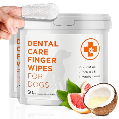 ARCA PET Dental Care Finger Wipes for Dogs - Dog Dental Teeth Cleaning Wipes for Dogs- Pre-Soaked Oral Cleaning Pads- Reduces Plaque, Tartar & Dog Breath Freshener - 100 Wipes