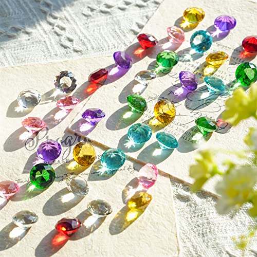 HDCRYSTALGIFTS 36pcs 0.8'' Multi-Color Art Glass Diamonds Crystal Gems Vase Fillers Wedding Table Scattering Gemstones Christmas Party Decorations