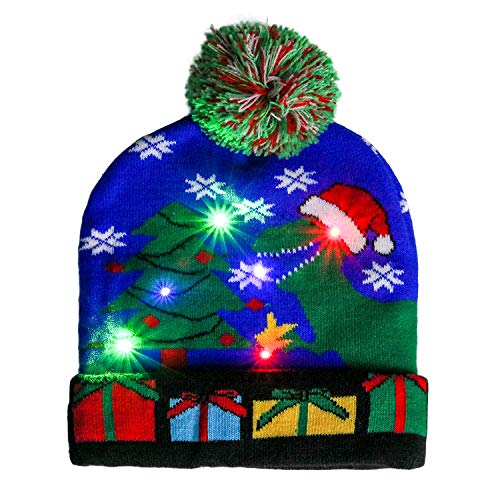 COSYOO Christmas Beanie Hat Cartoon Pattern Winter Warm Hat Knit Beanie for Kids Adults Blue