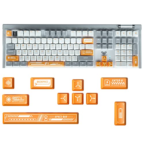 AULA PBT Keycaps, 10 Keys Dye-Sub Custom Keycaps Set for Cherry Gateron MX Switches Mechanical Keyboards, Fashion Cute Keyboard Keycaps (Orange)