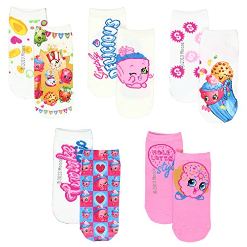 Shopkins Little Girls 5 pack Socks (Shoe Size: 10-4 (Sock: 6-8), SPK Pink)
