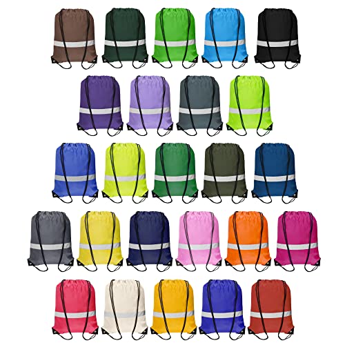 BLUENOYA Drawstring Bags Bulk 25PCs, Drawstring Backpack Bulk, String Bags, Drawstring Bag Backpack 25 Colors, String Sport Bag, for Gym, Sport, Trip, Party, Women, Man