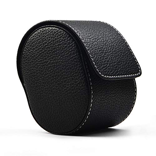 Oirlv Luxury Leather Watch Storage Box Travel Single Watch Case Jewelry Gift Box for Christmas Anniversary Birthday(Black)
