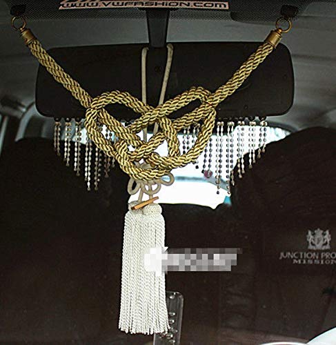 SaditY New VIP Charm Junction Produce JDM Fusa White Kiku Jp Knot & Gold Kin Tsuna Rope for Car Styling - (Color Name: Gold)