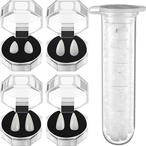 4 Pair Vampire Fangs Fake Teeth with Teeth Pellets for Cosplay Props, White (13 mm, 15 mm, 17 mm, 19 mm)