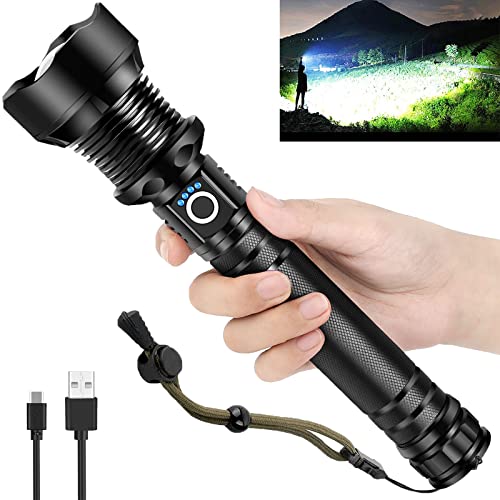 OMALIGHT Rechargeable 990000 High Lumens LED Flashlights, XHP90.2 Super Bright Flashlight with Zoomable & 5 Modes & IPX7 Waterproof for Camping