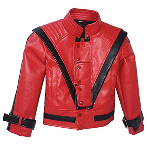 UniqueNO1 MJ Michael Thriller Jacket Children Kids Jacket Costumes Gift for Perfromance Party Imitate Birthday (Red, 12T)