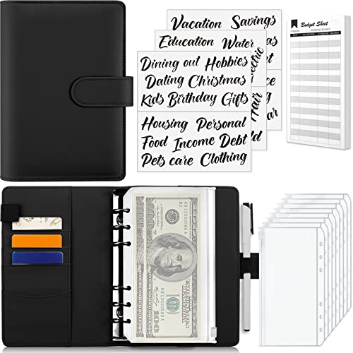 Sooez Budget Binder with Zipper Cash Envelopes & Expense Sheets for Budgeting and Saving Money, Money Organizer for Cash with Category Labels, Money Saving Binder Cash Wallet Envelope