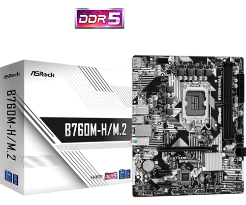 ASRock B760M-H/M.2 14th 13th 12th Gen Intel Core LGA1700 DDR5 7200 MHz 96 GB HDMI DisplayPort 5+1+1 Power Phase SATA3 6.0 Gb/s Micro ATX