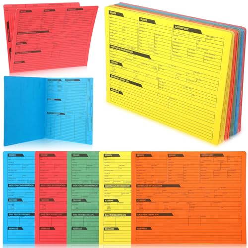 Yeaqee 50 Pcs Real Estate Listing Folder Pre Printed Right Panel List Durable Real Estate Agent Supplies Real Estate Agent Planner with Closing Checklist for Documents Organizing, 5 Colors