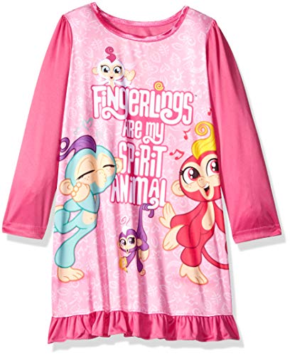 AME Sleepwear Girls' Big Fingerlings Nightgown, Pink Spirit, 10
