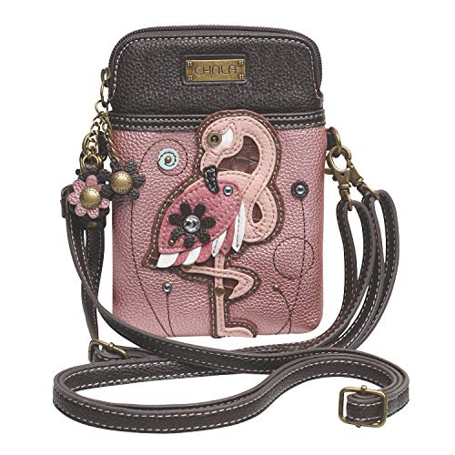 CHALA Crossbody Cell Phone Purse-Women PU Leather Multicolor Handbag with Adjustable Strap - Flamingo Pink
