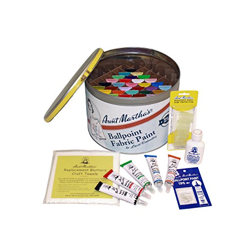 Aunt Martha's Full Stocked Ballpoint Paint Color Caddie, Fully Loaded with 34 Paints and Accessories, 39 Piece Set