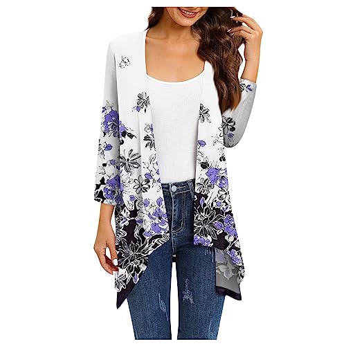 Sleeveless Smocked Tank Vest,Long Summer Cardigans for Women Lightweight Sleeveless Cardigans for Women Women's 3/4 Sleeve V-Neck Tees Satin Button Up Shirts for Women(3-Purple,5X-Large)