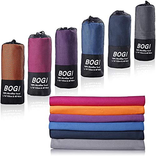 BOGI Microfiber Travel Sports Towel-Quick Dry Towel, Soft Lightweight Microfiber Camping Towel Absorbent Compact Travel Towel for Camping Gym Beach Bath Yoga Swimming Backpacking (M:40''x20''-Blue)