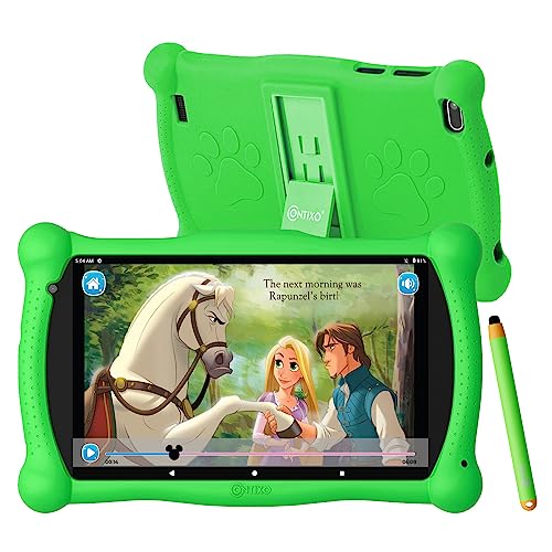 Contixo Kids Tablet V10, 7-inch HD, Ages 3-7, Toddler Tablet with Camera, Parental Control - 32GB, WiFi, Includes 50+ Disney Storybooks & Stickers (Value $200), Kid-Proof Case & Stylus, Green
