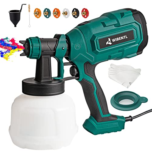 WIBENTL Paint Sprayer, 700W HVLP Electric Paint Gun, with 6 Copper Nozzles & 3 Patterns for Home Interior and Exterior, Furniture, Fence, Walls, DIY Works, Ceiling WSG10A
