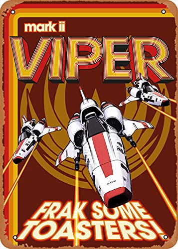 Vintage Metal Poster - Battlestar Galactica Viper Mark Ii Tin Sign 12 X 8 Inches Suitable For Wall Decoration Of Bar,Cafe,Garage,Man Cave
